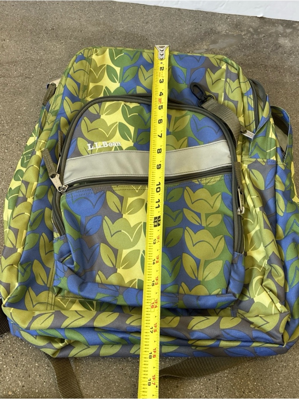 L.L. Bean Green and Blue Patterned women or kids Backpack - Picture 7 of 10